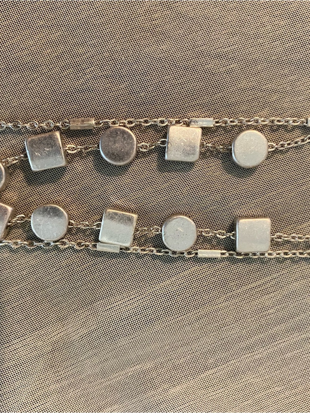 Sterling Silver Layered Geometric Pendant Necklace - Silver - Picture 4 of 6